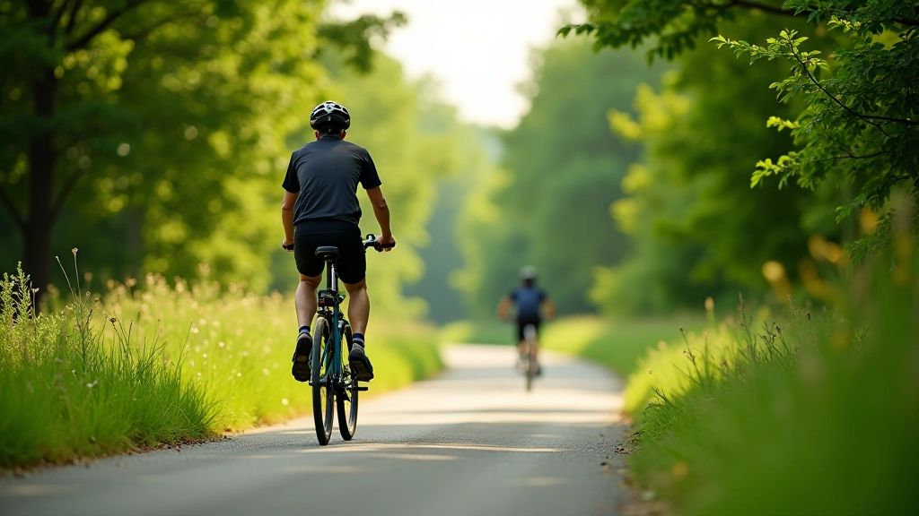 Jihlavský greenway trasa, cyklisté na rovinaté cestě, přírodní scenérie